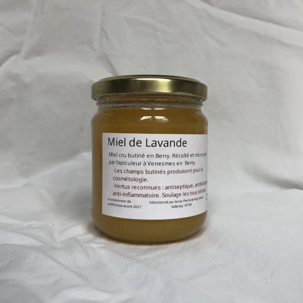 Pot de 250gr de miel de lavande, face1